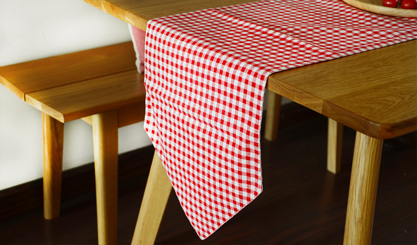 红格子棉麻桌布布艺长方形圆桌布 家用咖啡台布茶几布 一件代发