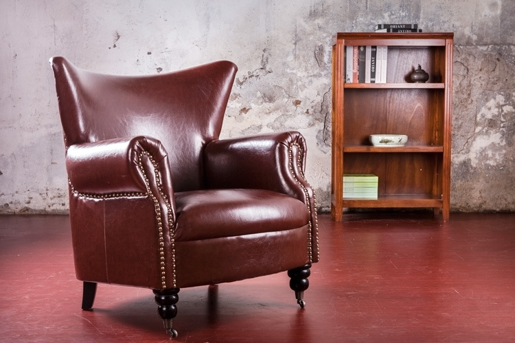 欧美式复古做旧单人沙发个性创意会所客厅卧室皮沙发老虎椅