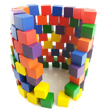 实木100粒颗彩色积木2.5cm小学数学教具正方体形方块实木质立方体