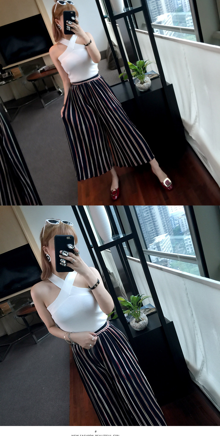 2016夏新款韩国东大门修身背心性感挂脖针织吊带纯色打底衫上衣女