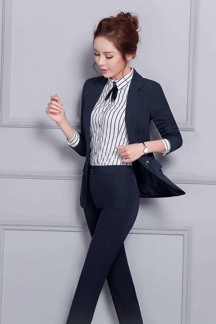 ol秋修身职业装女装马甲套装加大码白领面试装酒店收银工作服 - 服装