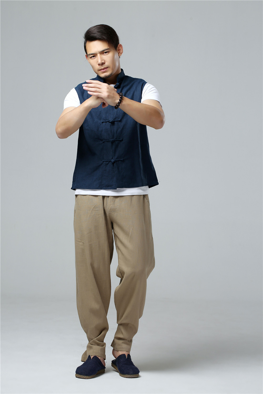 麻凡2020新品男装 纯色复古民族风宽松对襟马褂