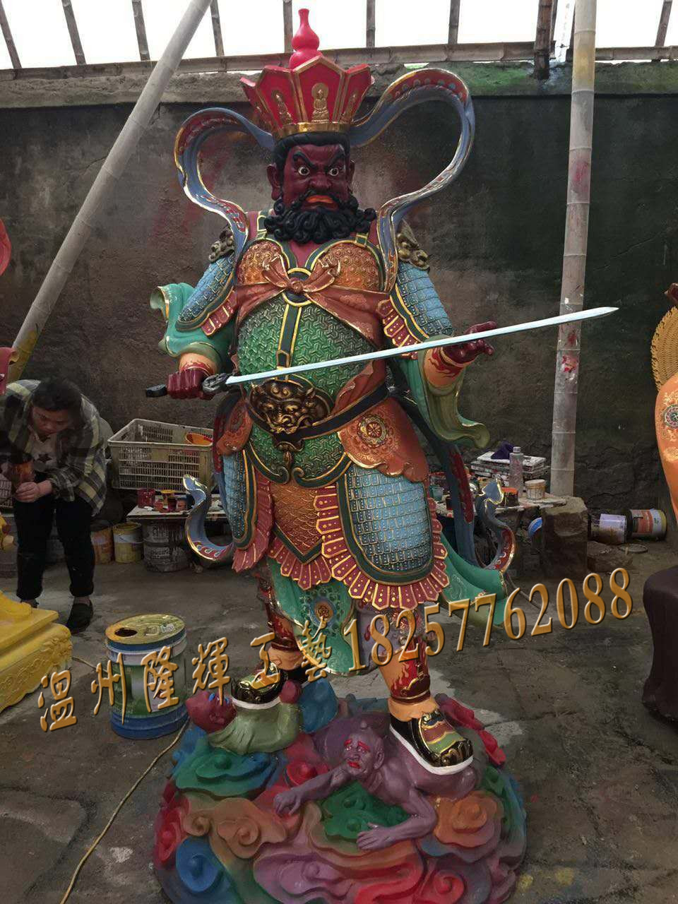 厂家批发 彩绘四大天王玻璃钢佛像 四大金刚 品质上乘