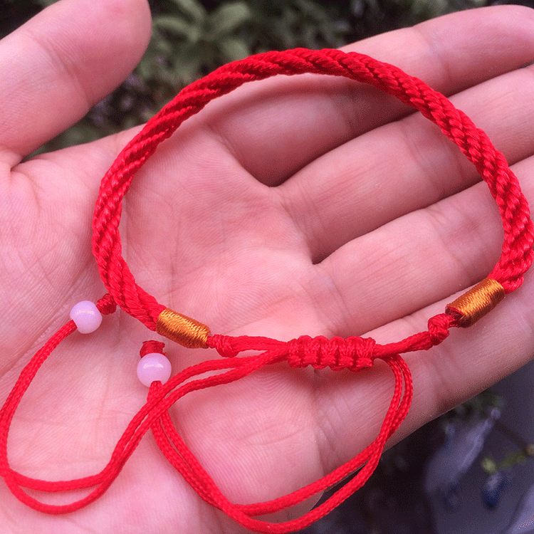 抽拉式可调节红绳手链 杂石手绳 民族风编织饰品 网店赠品小.