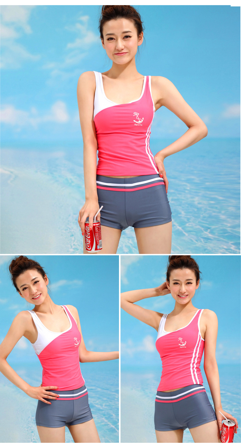 泳衣女分体保守学生平角裤背心泳装女士运动