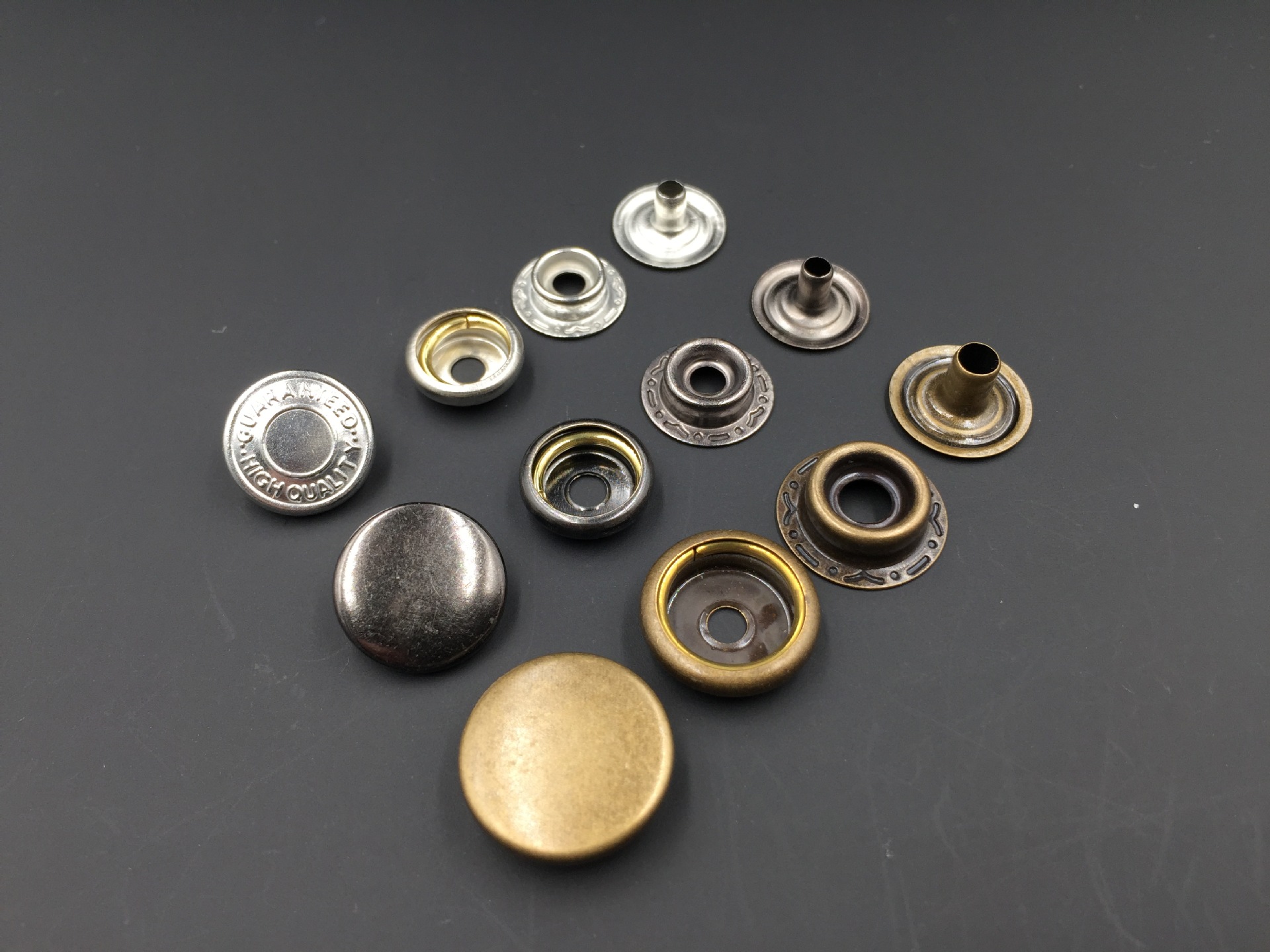 现货供应206#203#201#铜质加厚金属四合扣大白扣四件扣按扣热销