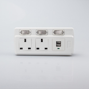 牛人三孔英标转换插座带独立开关排插 带usb英标插孔一转三转换器