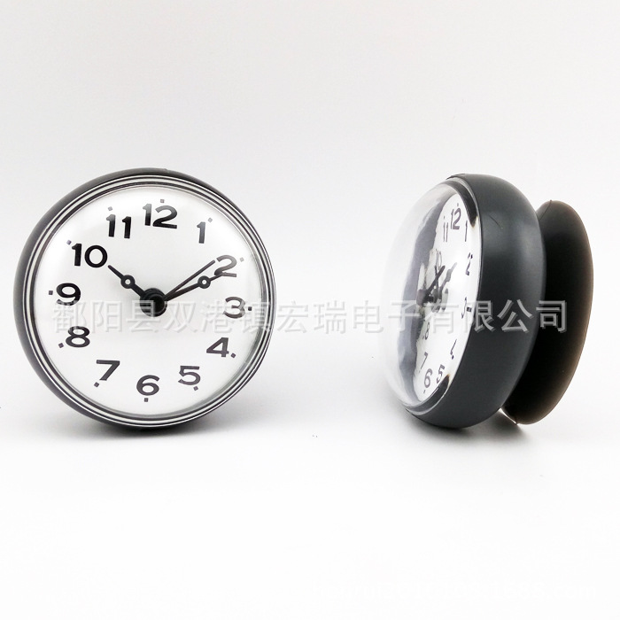 Factory Direct Sales Odorless Bathroom Clock Waterproof Bathroom Electronic Wall Clock Anti-Fog Kitchen Suction Cup Clock Pocket Watch