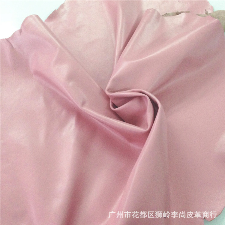 头层绵羊皮皮料绵羊纹浅粉红色革面料 内有140色现货可选