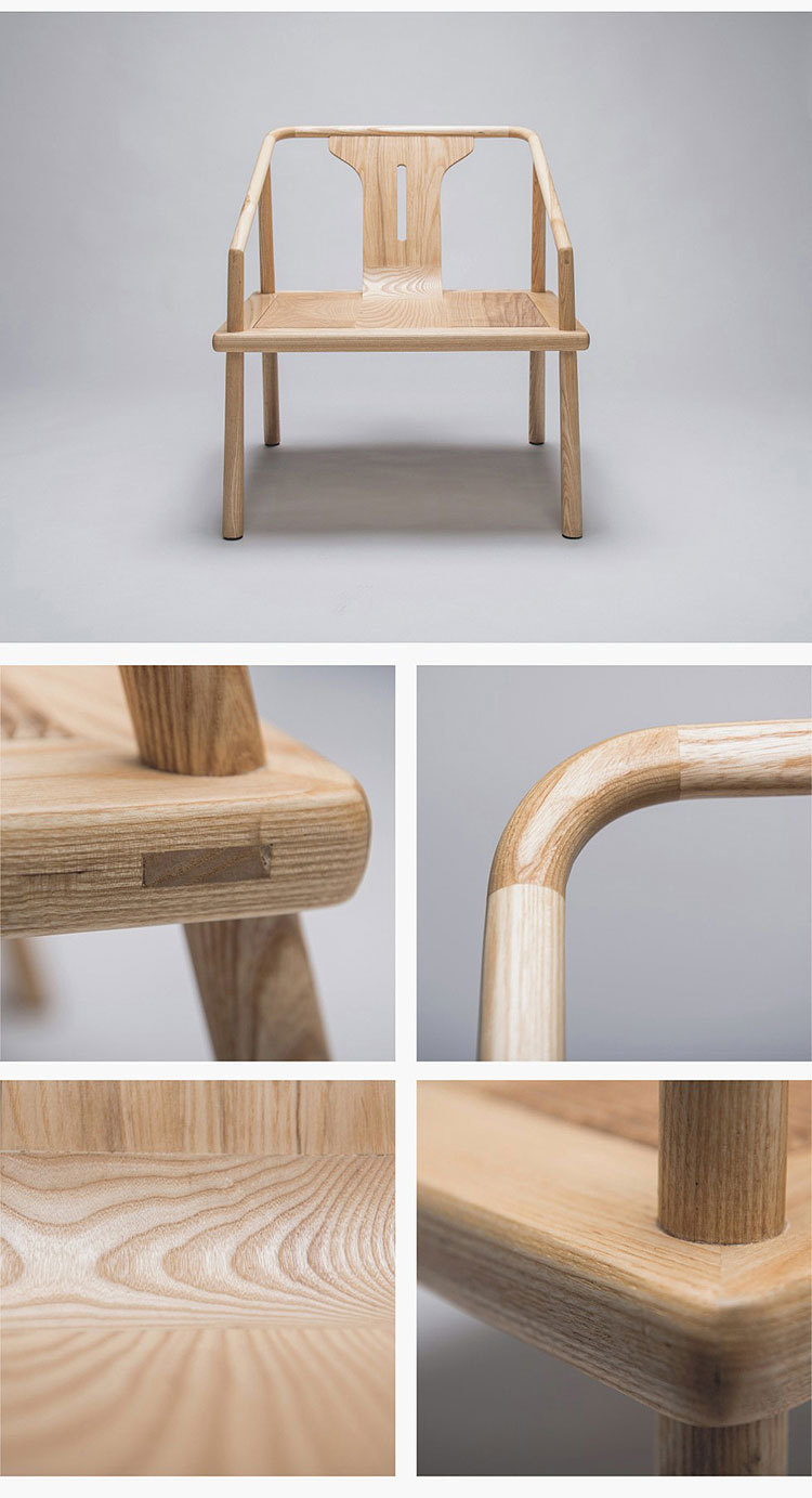 全实木靠背椅现代简约休闲椅白腊木椅带扶手全榫卯椅家用办公椅子