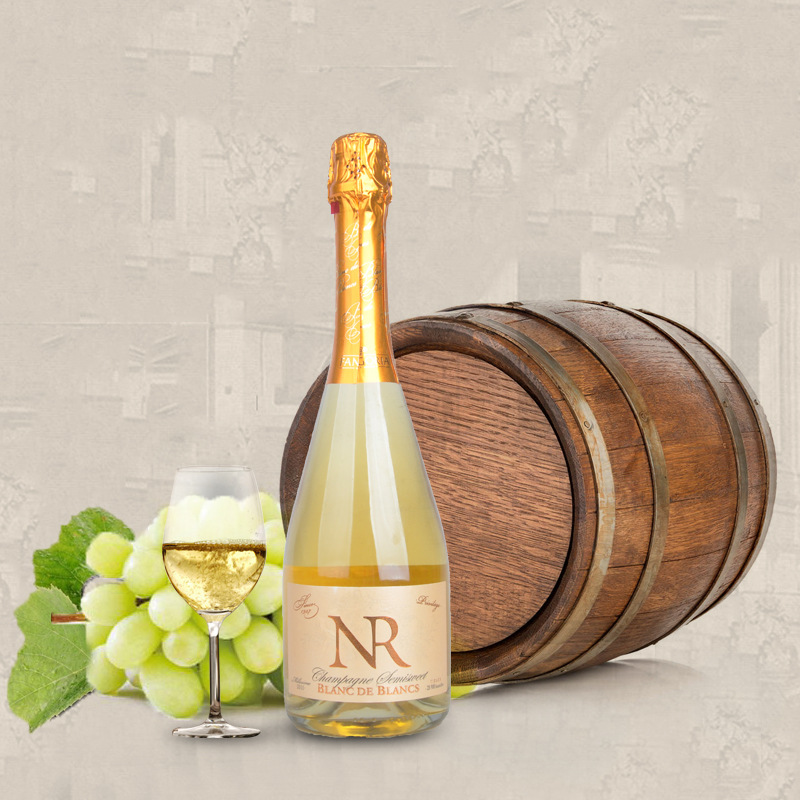 俄罗斯进口果酒法纳霞多丽白中白半甜起泡酒750ml香槟批发代理