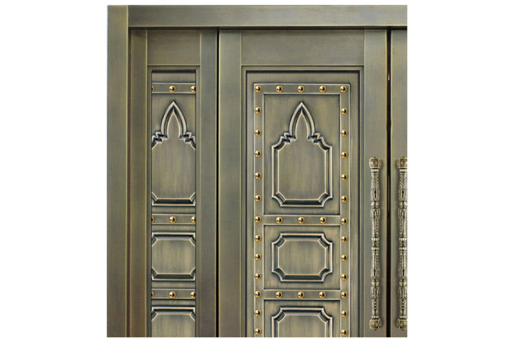 高端豪华别墅铜门 批发纯铜防盗门 定制高档铜门 豪华黄铜四扇门