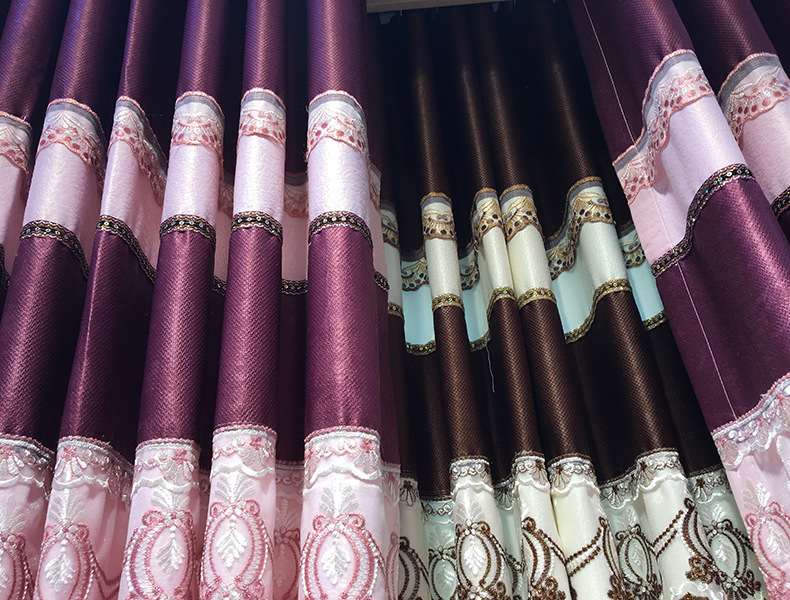 窗帘布料厂家直销 卧室高遮光拼接绣花窗帘