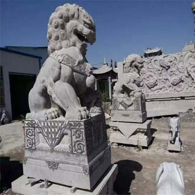 青石汉白玉石狮子批发价格石雕狮子厂家大理石石狮子-华伟石雕厂