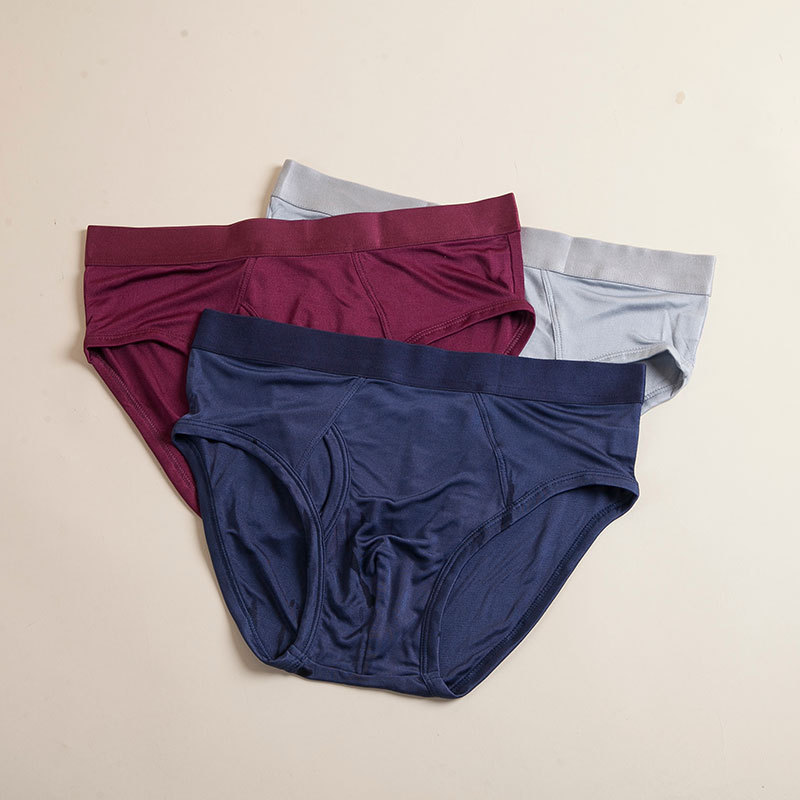 2017春高档纯真丝男士三角裤桑蚕丝男内裤纯色透气舒适l-xxl