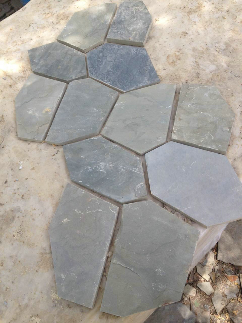 新款清新全青色碎拼 白岭仁厂家文化石批发 天然文化石碎拼