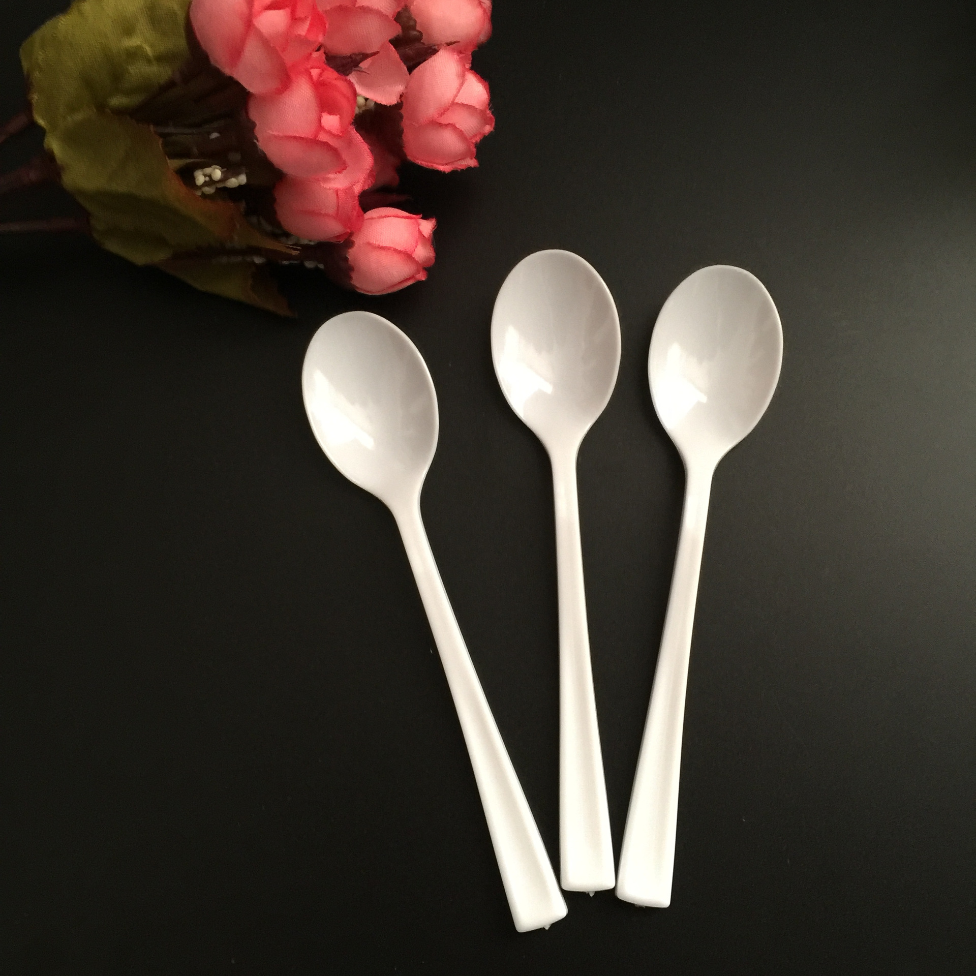 ps塑料加厚高端一次性凤尾白色勺独立包装