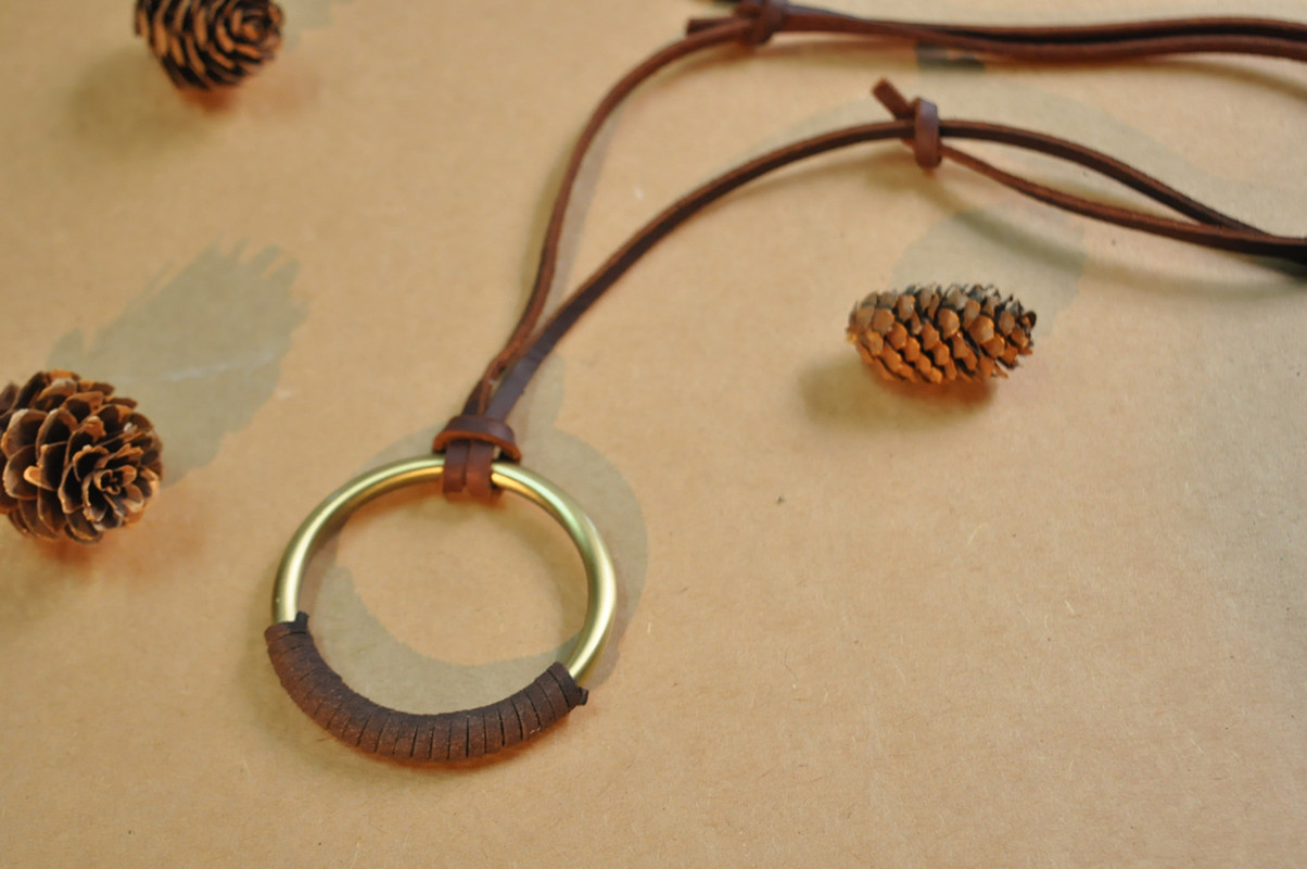 复古简约圆环牛皮绳可调节项链男女 2016新秋款 厂家直销