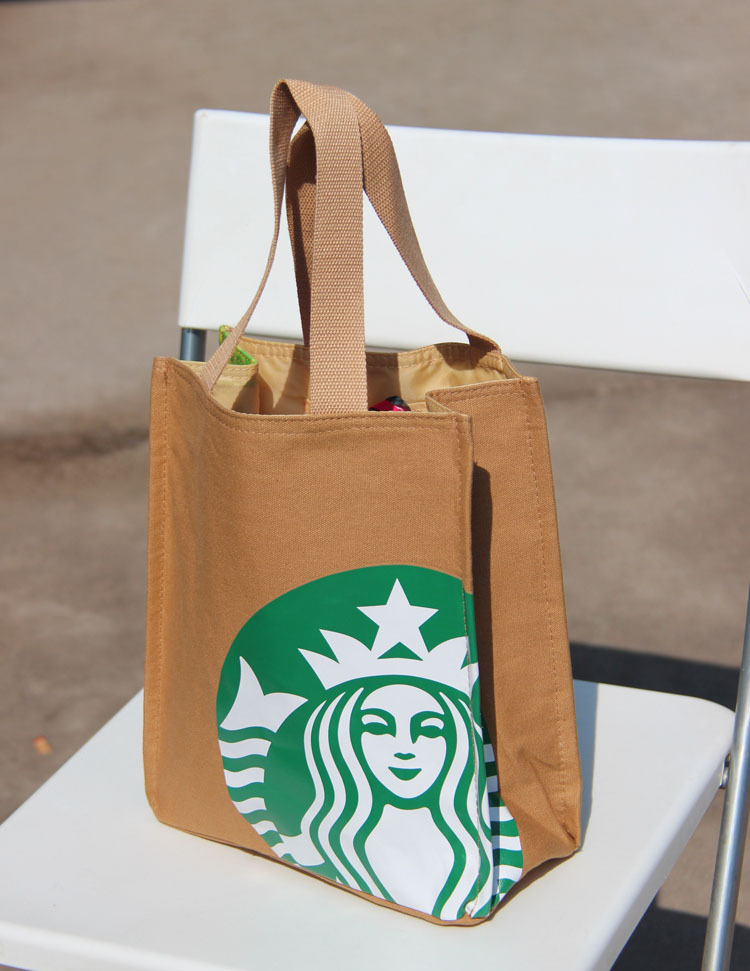【1件代发】日本出口星巴克帆布包 单肩包 手拎便当包外贸包 中号