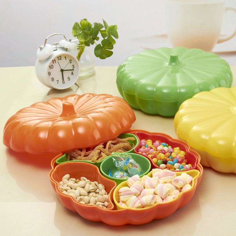 密胺糖果盒 仿瓷干果盒结婚用彩色花边果盒分格组合带盖婚庆果盘