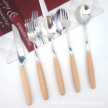 不锈钢木柄餐具 礼品木柄刀叉勺子筷子单支礼品 厂家直供