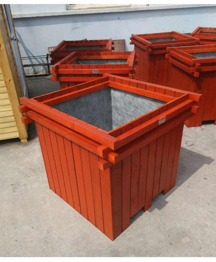 厂家定制防腐木花箱 木质花盆长方形大号批发 户外园林移动花箱