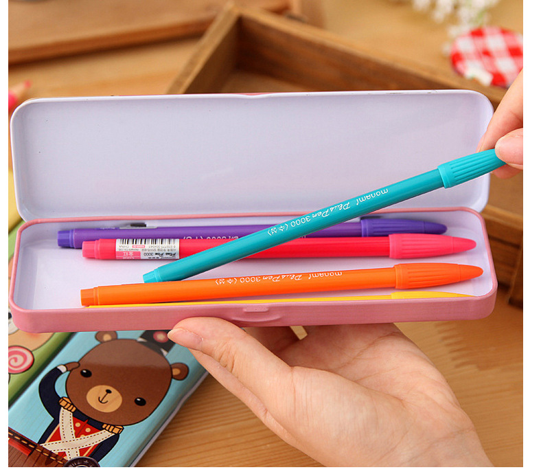 t小学生创意文具盒批发 马口铁仿木男女生铅笔盒 儿童学习用品