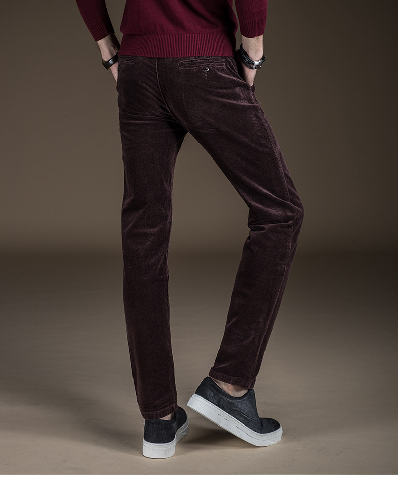 秋冬季男士休闲裤宽松直筒青年弹力平绒免烫裤子灯芯绒男裤
