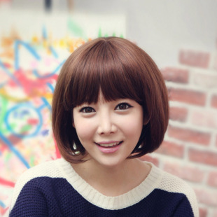 假发女逼真自然短发齐刘海头学生韩国内扣短直发帅气蓬松廋脸假发