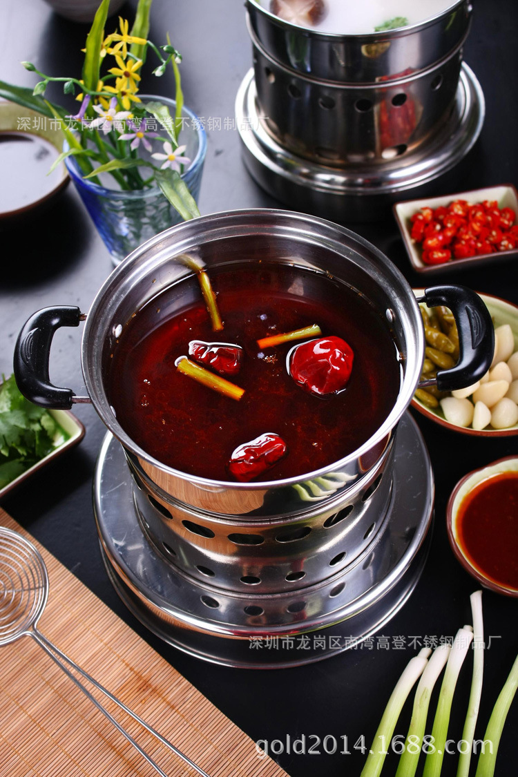 单人小火锅酒精炉 液体酒精锅小火锅 迷你一人一锅小火锅不锈钢