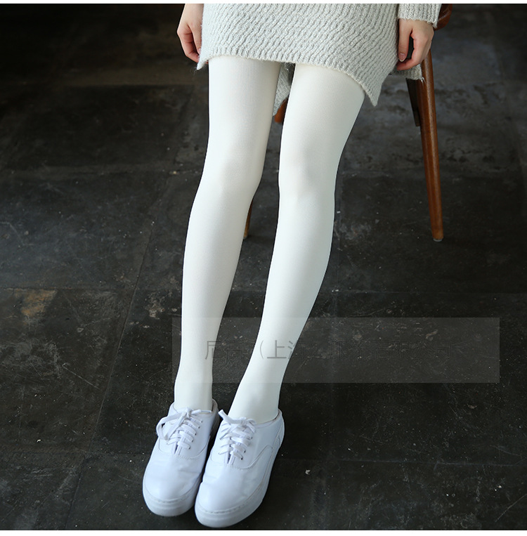 261收腹提臀抗起球高腰热保暖显瘦腿压力毛圈打底踩脚白色连裤袜