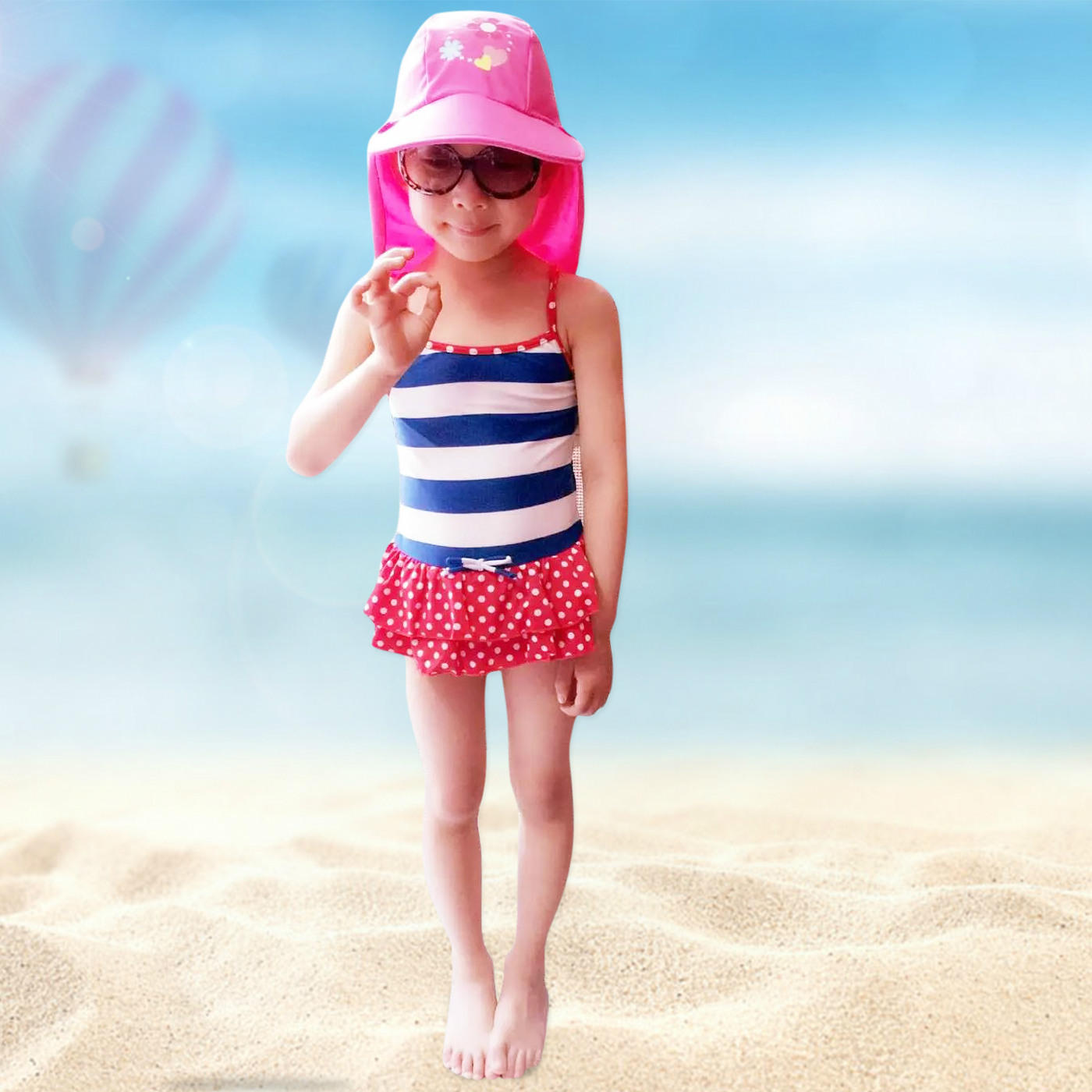 女童泳装小学生海军风幼儿宝宝游泳衣连体条纹儿童女孩泳衣