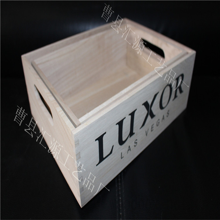 23 新款丝网印刷木制无盖提手美国法国英国原木多功能收纳木盒