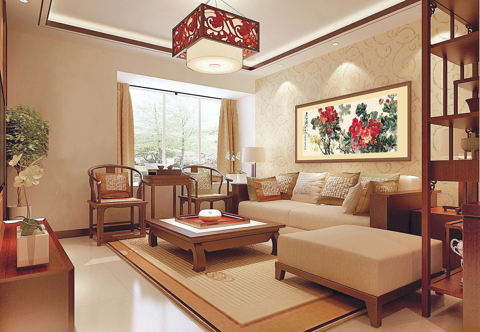 国画牡丹《天香国色》 高仿真复制字画 酒店家居装饰字画 国画