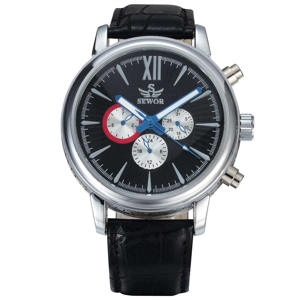 男士机械表 sewor 斯沃奇 男士假三眼欧美潮流瑞士手表633-1