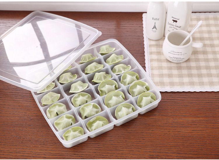24格超大饺子混沌盒保鲜密封分格托盘冰箱收纳单层带盖饺子盒带盖