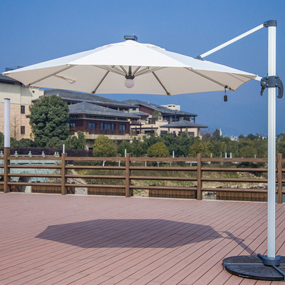 带灯户外遮阳伞室外太阳能伞圆形庭院伞