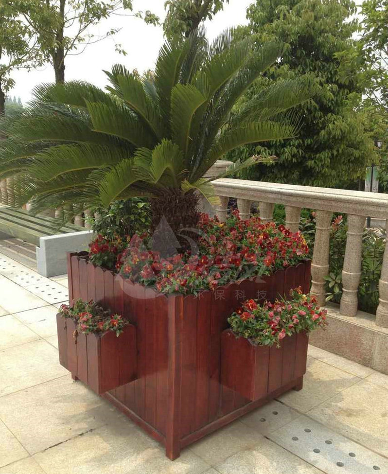 复古多肉植物木花盆 户外防腐木花箱 移动实木花箱 组合花箱