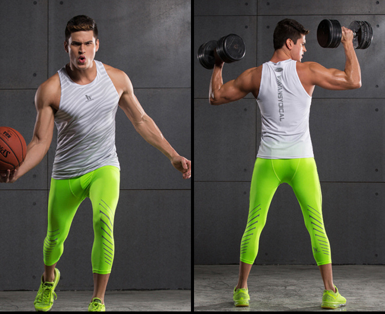 运动裤男弹力七分紧身裤速干篮球足球跑步紧