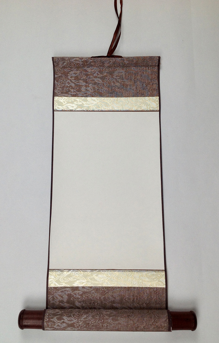 a4纸大小空白小卷轴书画生宣纸画轴立轴装裱挂轴全绫布批发包邮