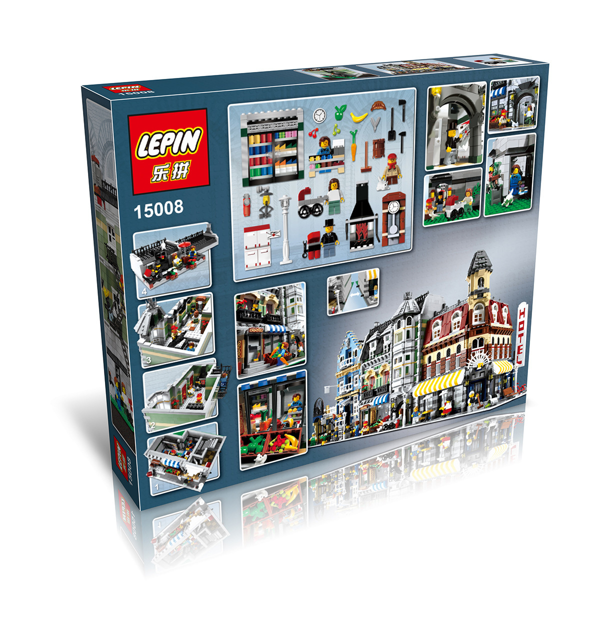 乐拼积木15008 街景系列绝版复刻绿色杂货铺拼插益智儿童积木玩具