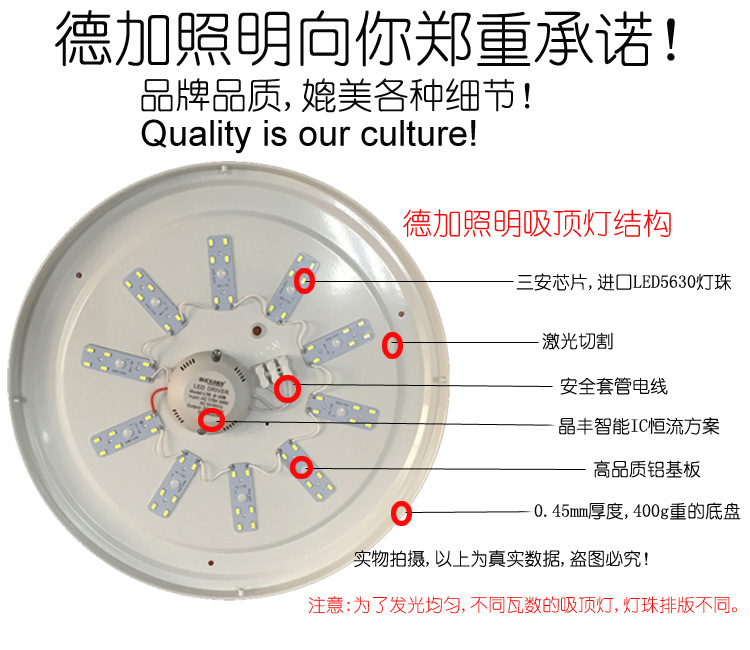 18w银线圆形led吸顶灯亚克力客厅卧室金边银边吸顶灯阳台厨卫灯