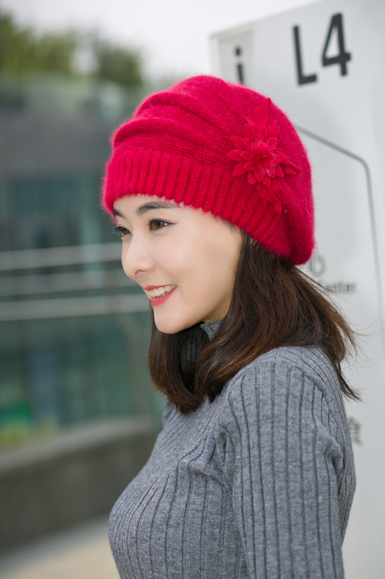 帽子女新款韩版潮时尚青年中年兔毛帽秋冬季加厚保暖女士帽贝雷.