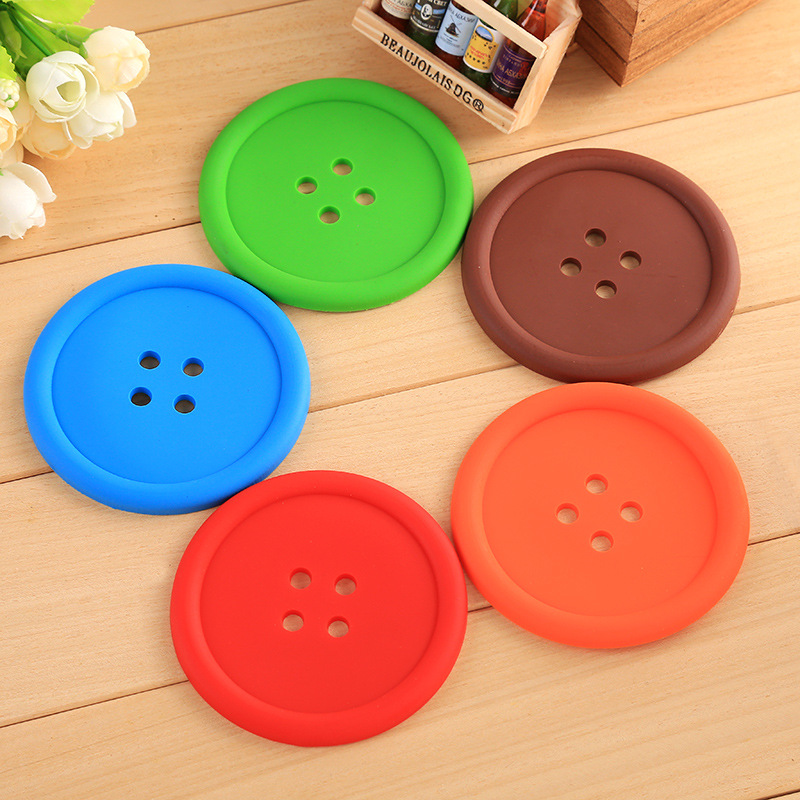 one yuan product creative cute candy color button coaster placemat pvc heat proof mat manufacturer