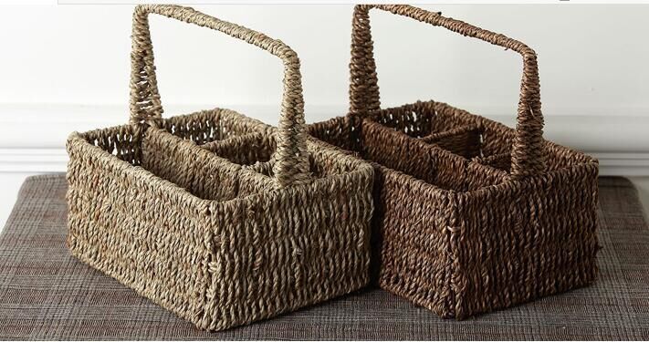 供应天然植物海草手工编织篮 草编织手提工艺品