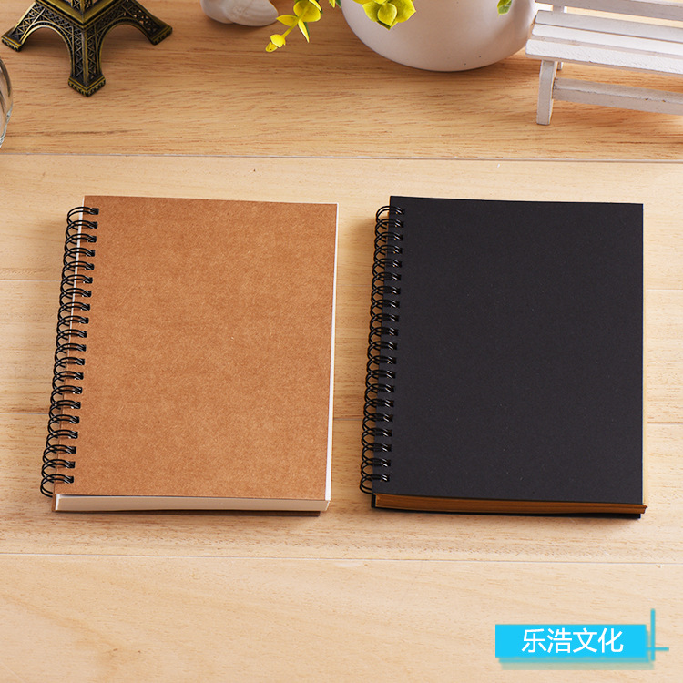 Spot Goods Coil Notebook Creative Retro Kraft Paper Coil Notebook Wholesale Simple Blank Graffiti Memo Diary Sketchbook