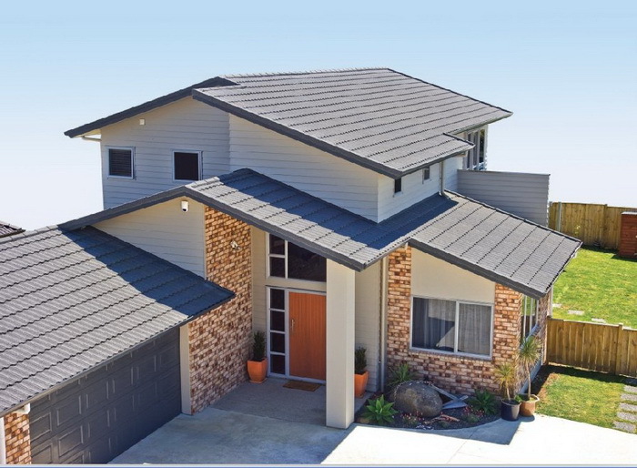 传统经典波浪瓦防水别墅屋顶面镀铝锌版彩石金属瓦厂家直销