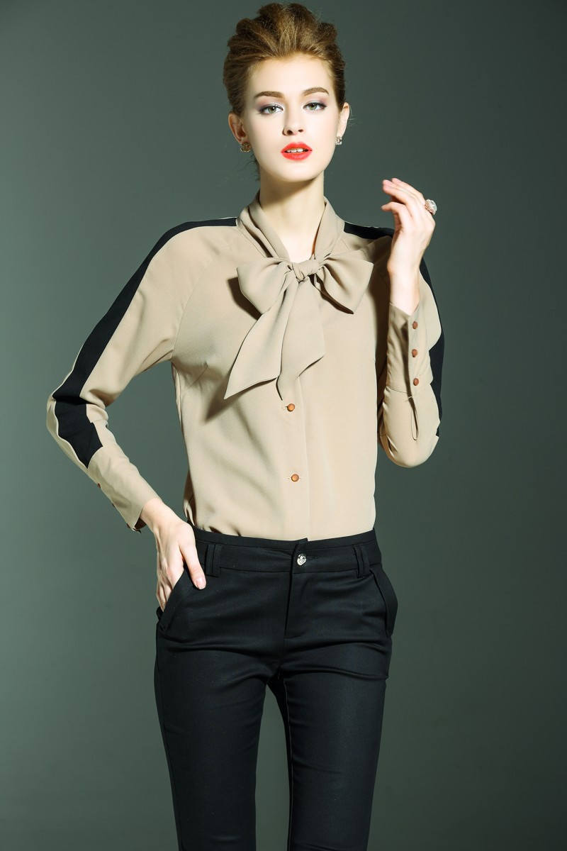 2016秋装新款时尚拼接九分袖上衣气质优