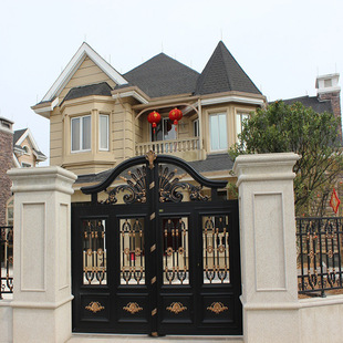 庭院门豪华铝艺大门别墅铝合金 欧式大门花园门小区铝艺门批发