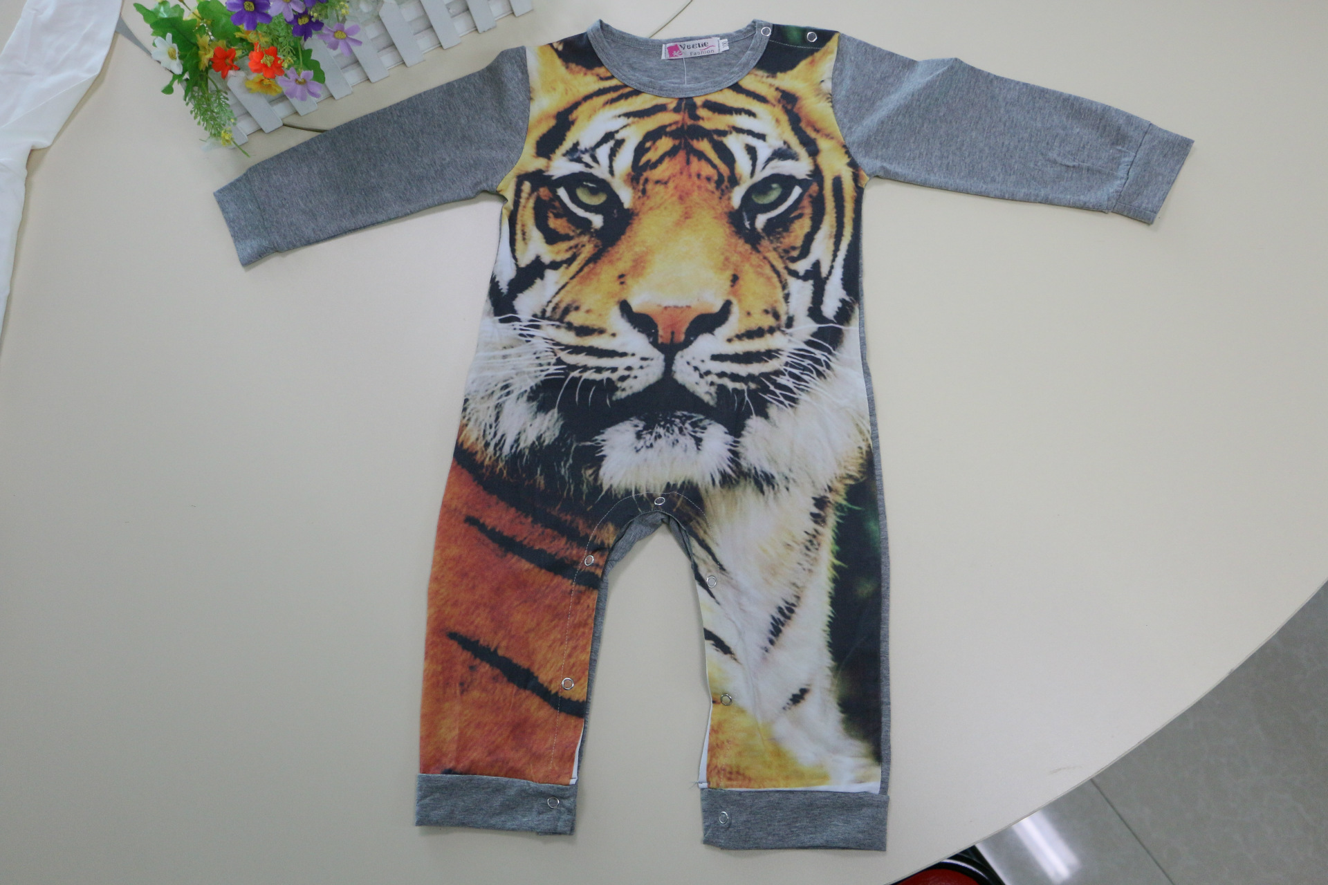 童装2016春季新款老虎连体哈衣爬服 ins爆款童装